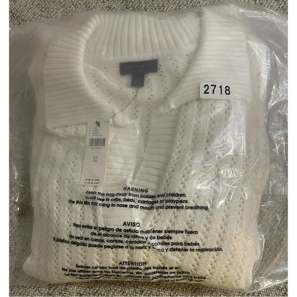 Anthropologie V-Neck Sweater Set White NWT Size XL - Picture 13 of 15